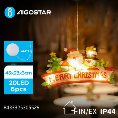 Adorno Navidad Figura Feliz Navidad con Luz con Pilas y Ventosa